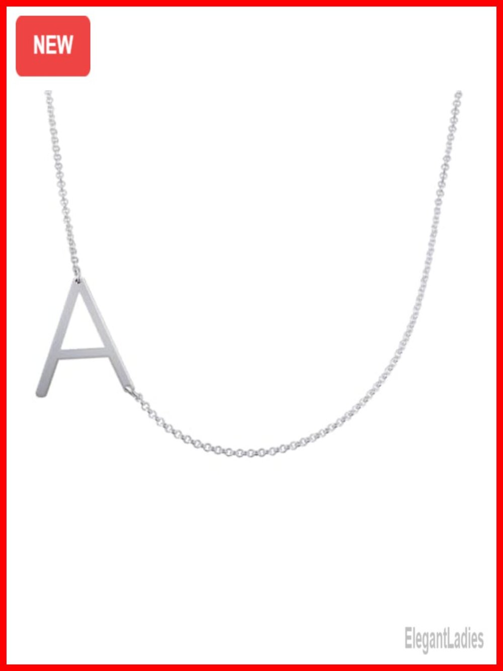 Sterling Silver Initial Necklace Sideways Letter 18in Rolo Chain